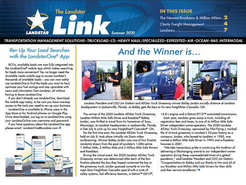Cover of the Landstar Link newsletter